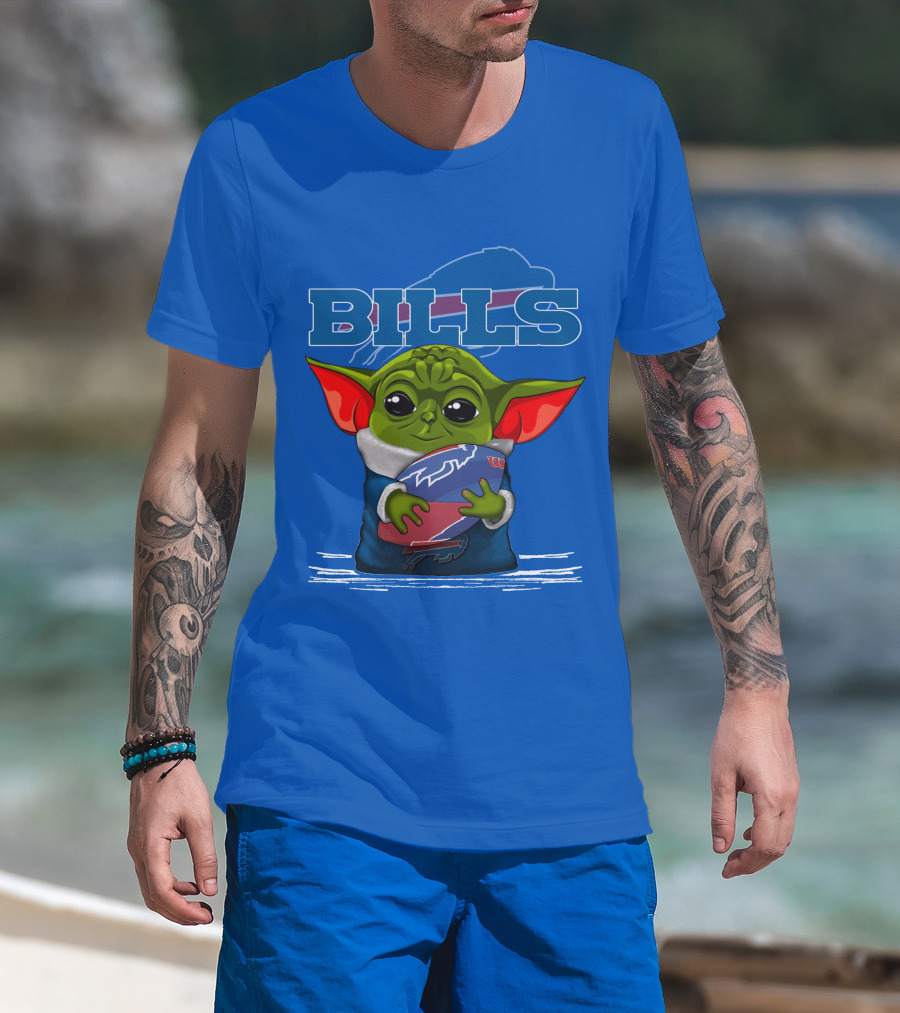 Yoda Buffalo Bills Fan Holding Football T-Shirt