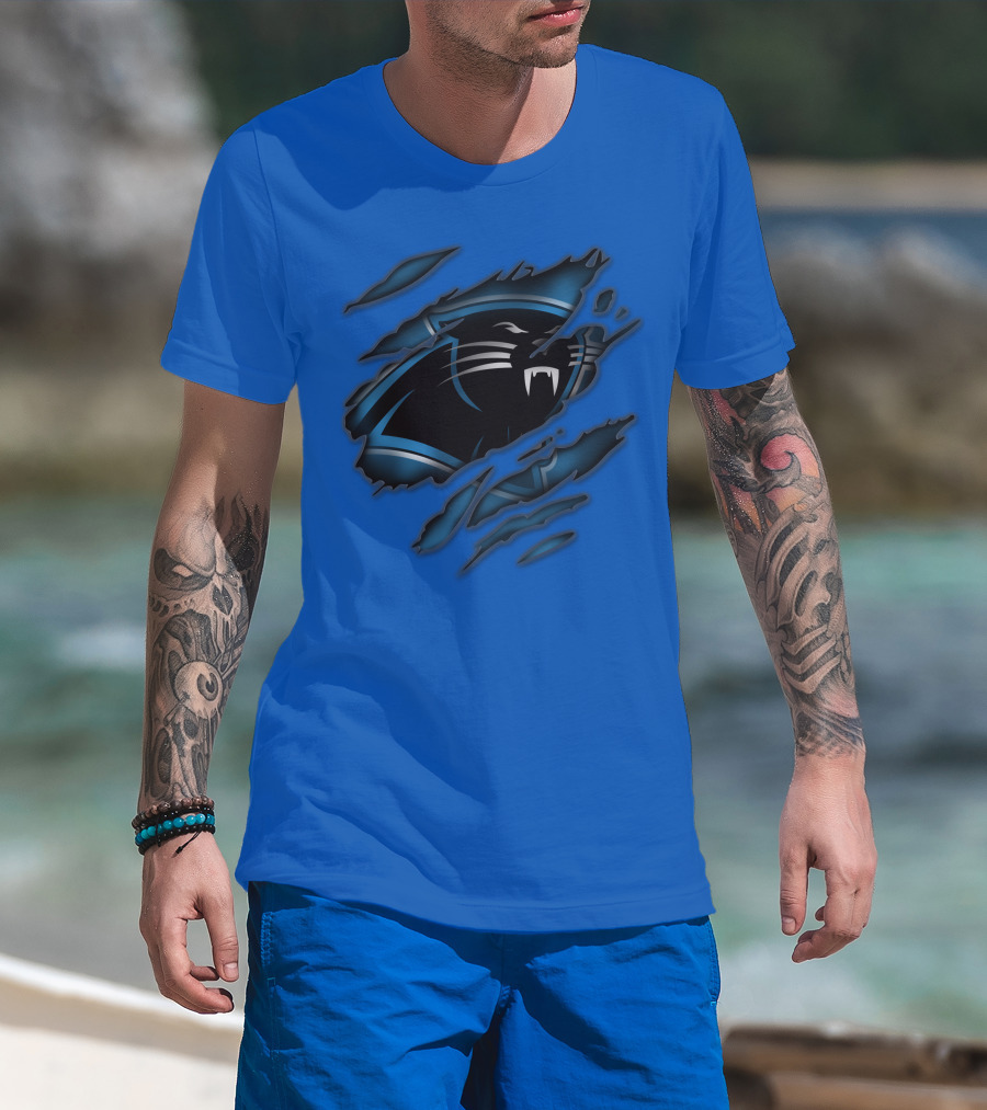 Carolina Panthers Logo Claw Marks Blue T-Shirt