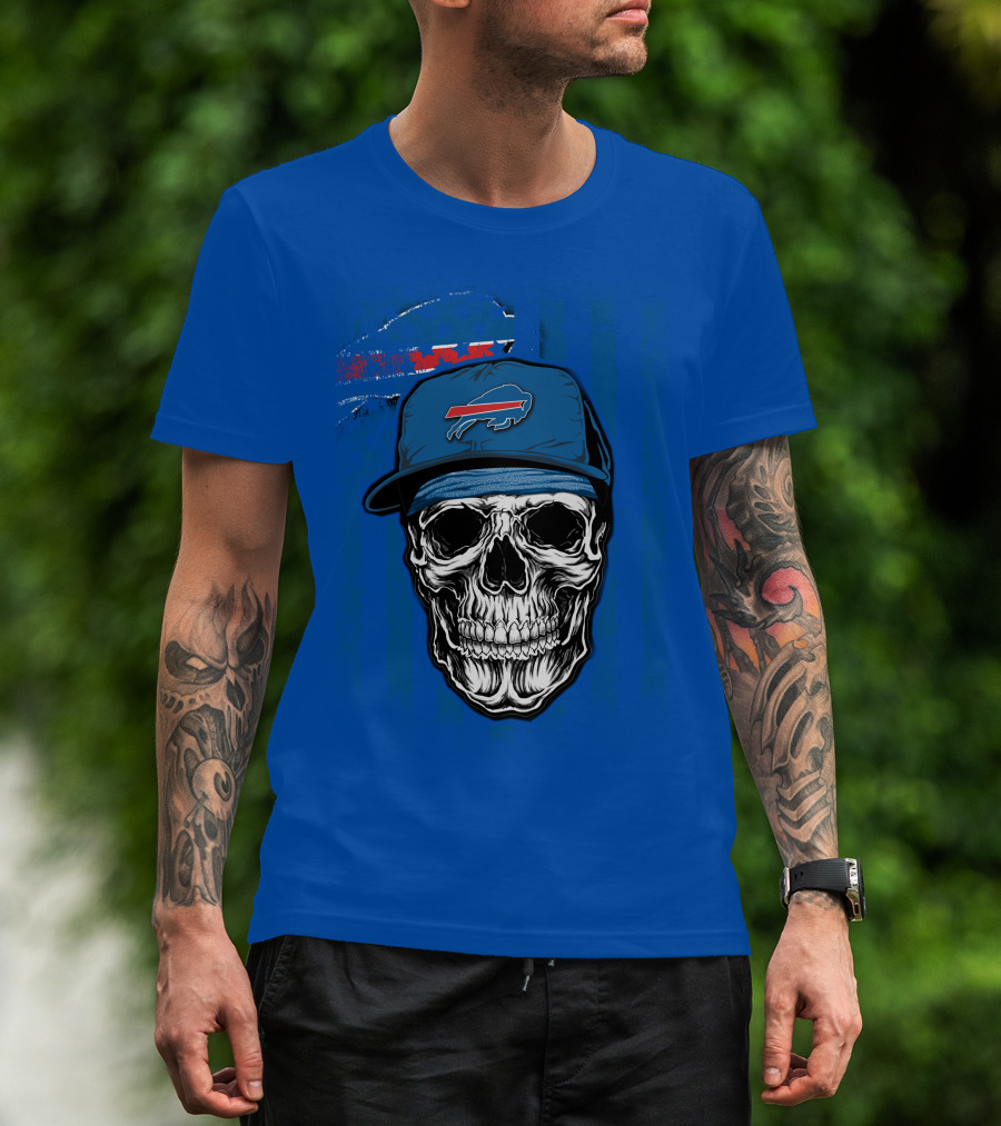 Buffalo Bills Skull With Cap T-Shirt