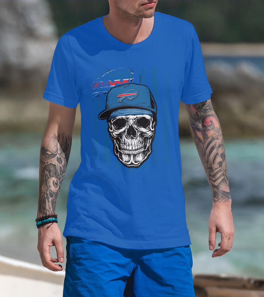 Buffalo Bills Skull With Cap T-Shirt
