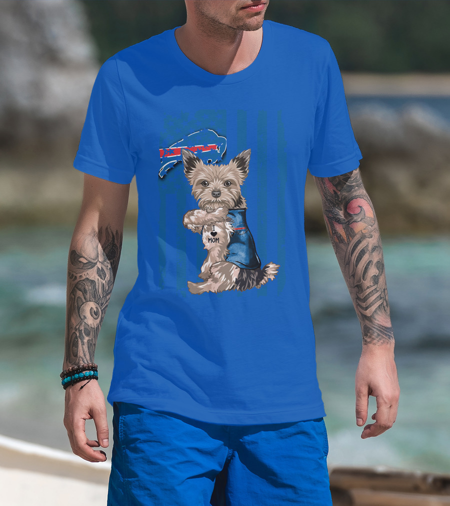 Yorkshire Terrier I Love Mom Buffalo Bills Fan T-Shirt