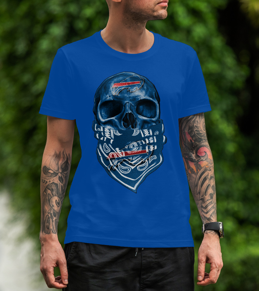 Buffalo Bills Skull With Bandana T-Shirt