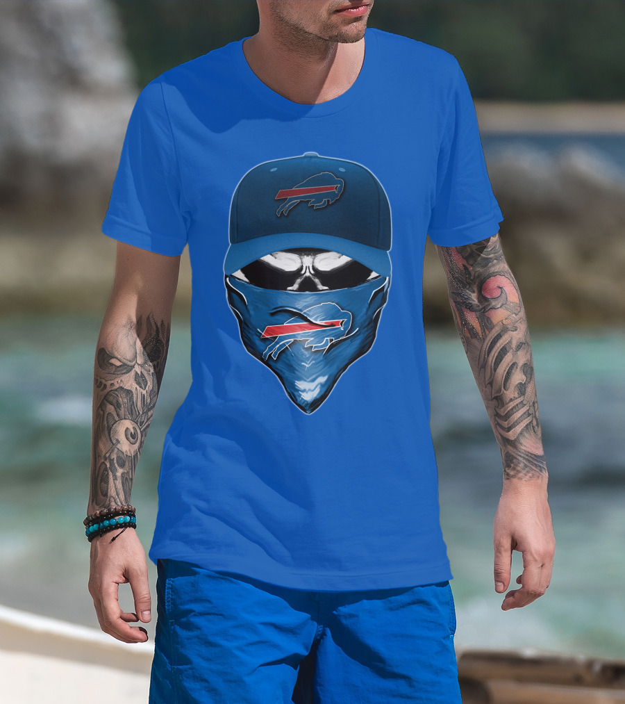 Skull V6 Buffalo Bills Mask And Cap With Team T-Shirt