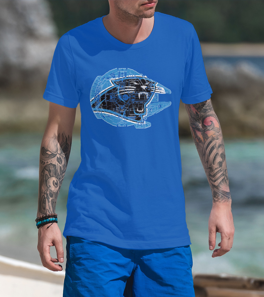 Carolina Panthers 56 Starship Blueprint Helmet T-Shirt
