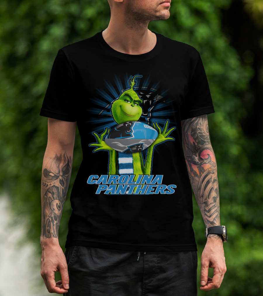 Grinch Holding Carolina Panthers Football Team T-Shirt