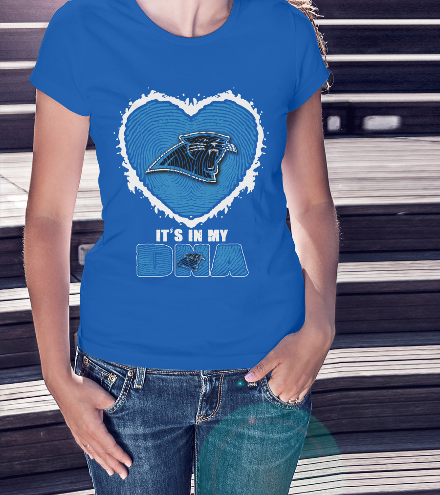 Carolina Panthers It's In My Dna Heart Fingerprint T-Shirt