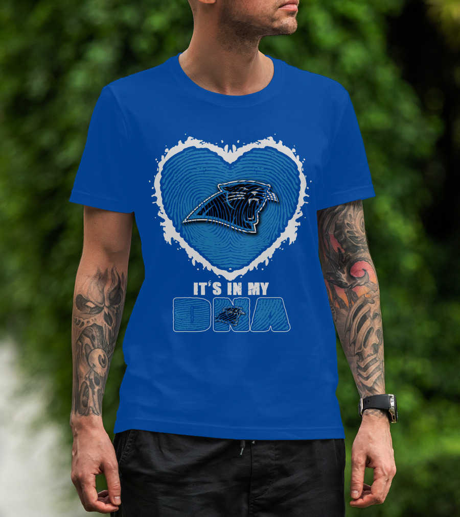 Carolina Panthers It's In My Dna Heart Fingerprint T-Shirt