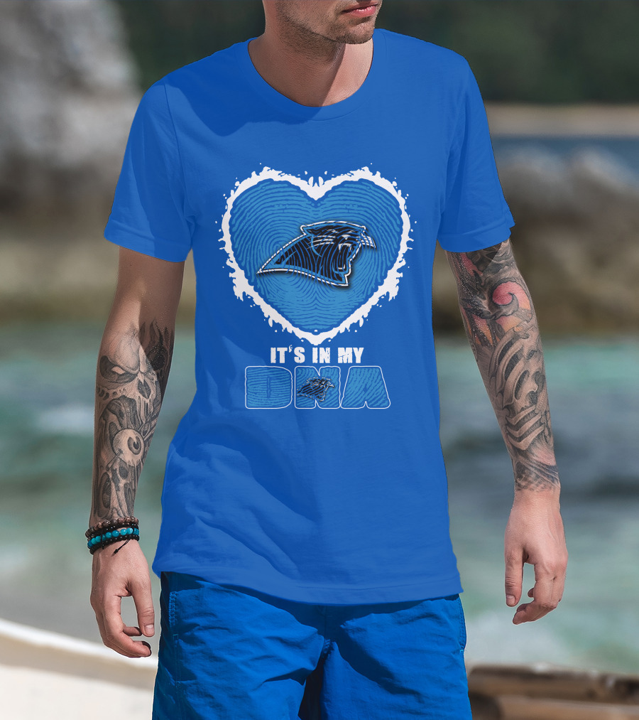 Carolina Panthers It's In My Dna Heart Fingerprint T-Shirt