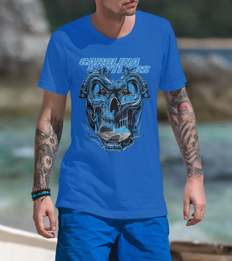 Carolina Panthers Dragonskull Helmet T-Shirt