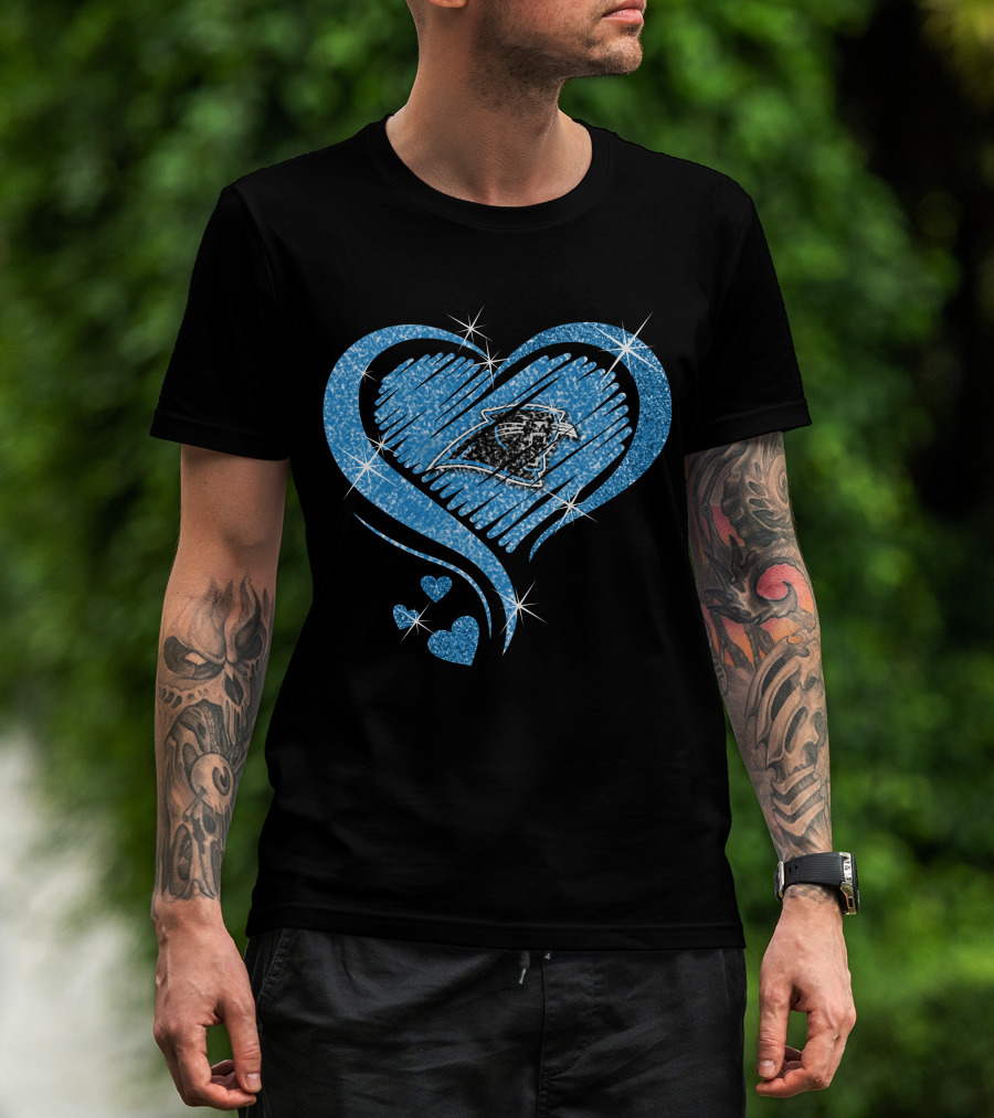 Heart Diamond Sparkle Carolina Panthers Fan Love T-Shirt