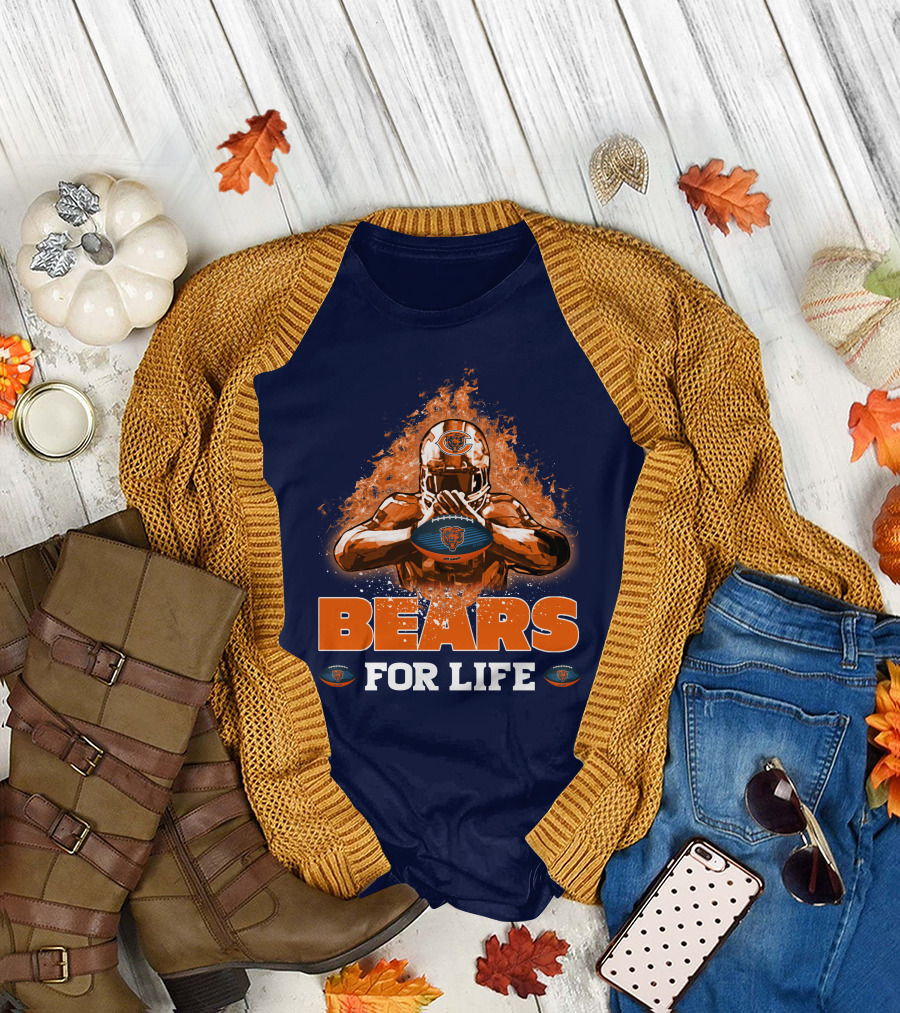 BEARS FOR LIFE CHICAGO BEARS FOOTBALL FLAMES T-Shirt