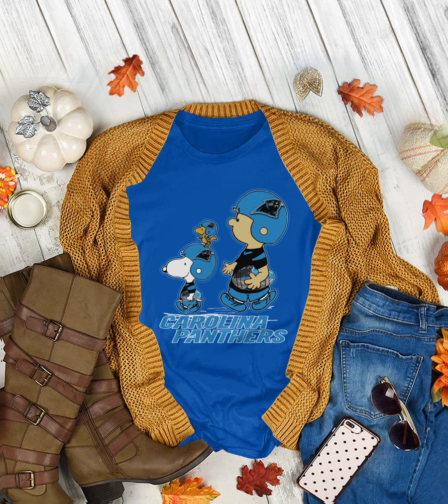 Snpfootball CAROLINA PANTHERS Peanuts Characters Blue Helmet T-Shirt