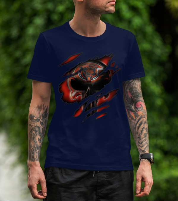 Chicago Bears 32 Skull Rips T-Shirt