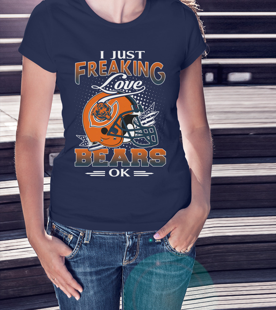 I Just Freaking Love Bears Ok Chicago Football Helmet T-Shirt