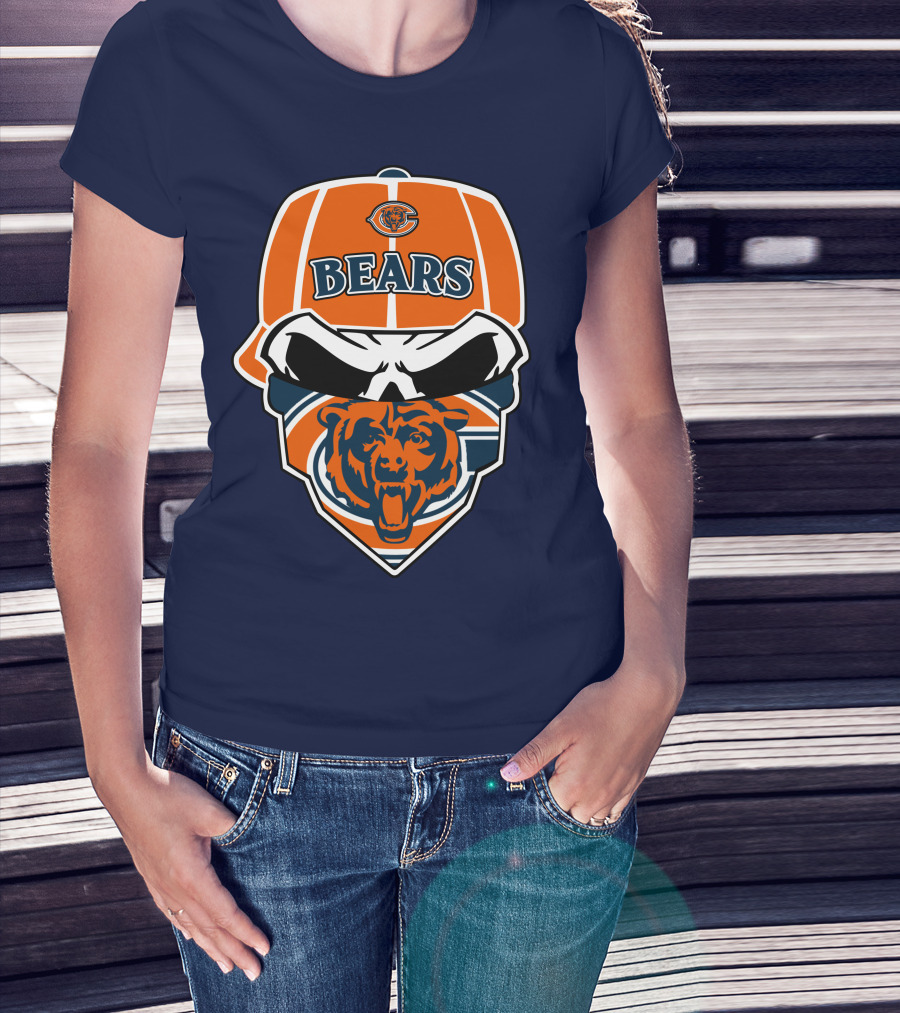 Chicago Bears 33 Skull Bandana Hat T-Shirt
