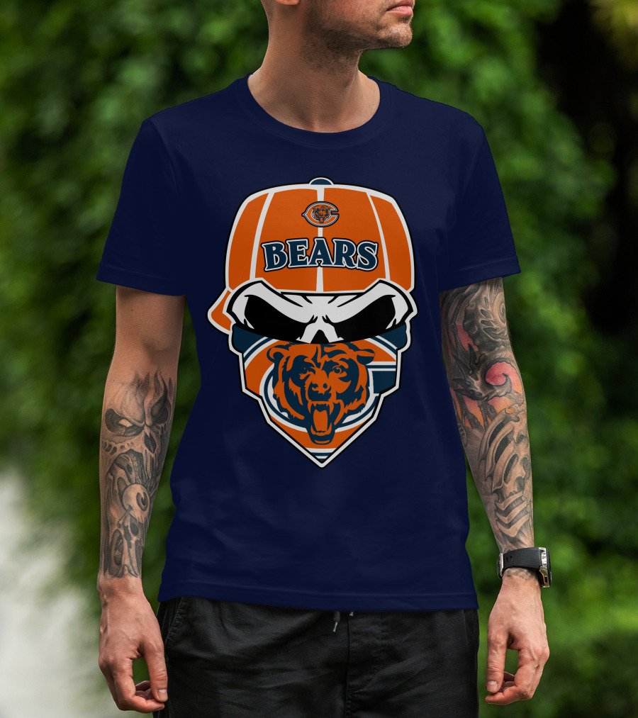 Chicago Bears 33 Skull Bandana Hat T-Shirt