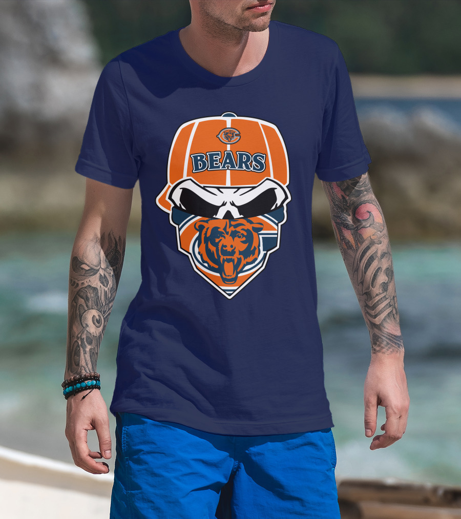 Chicago Bears 33 Skull Bandana Hat T-Shirt