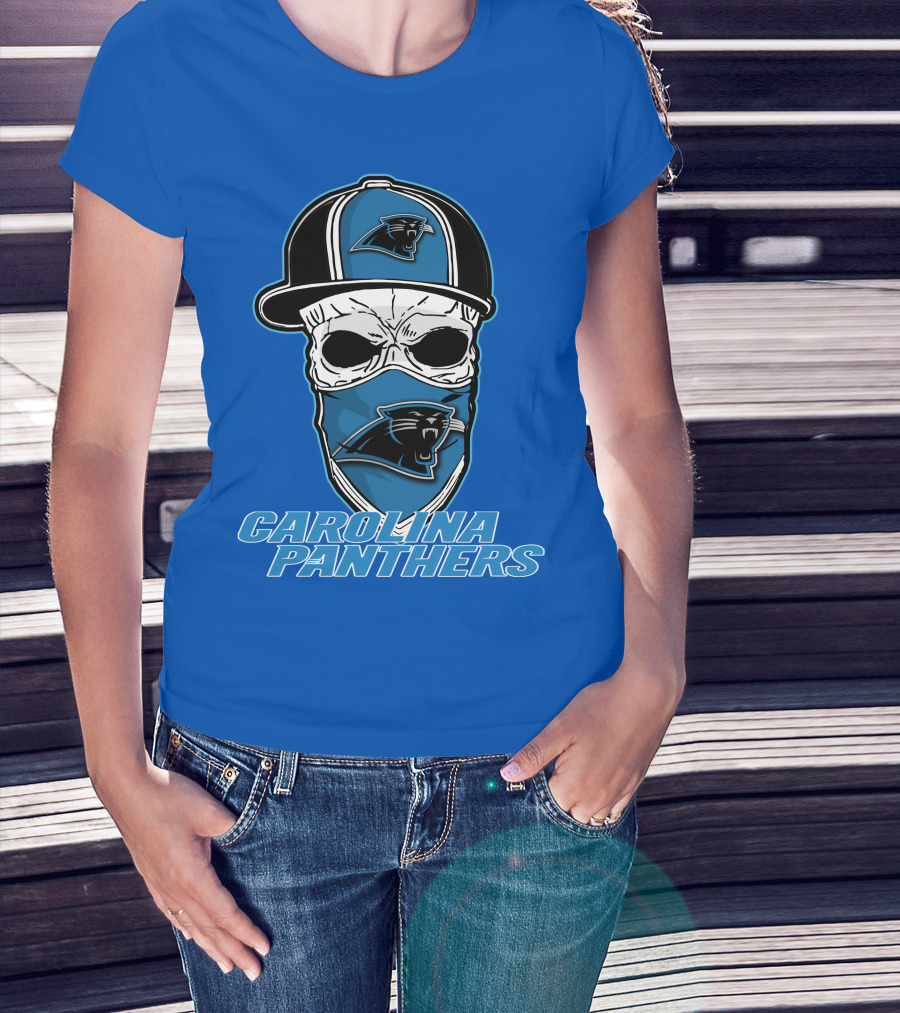 CAROLINA PANTHERS Skull Hat T-Shirt