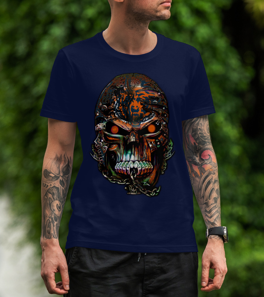 Chicago Bears Fiery Skull T-Shirt