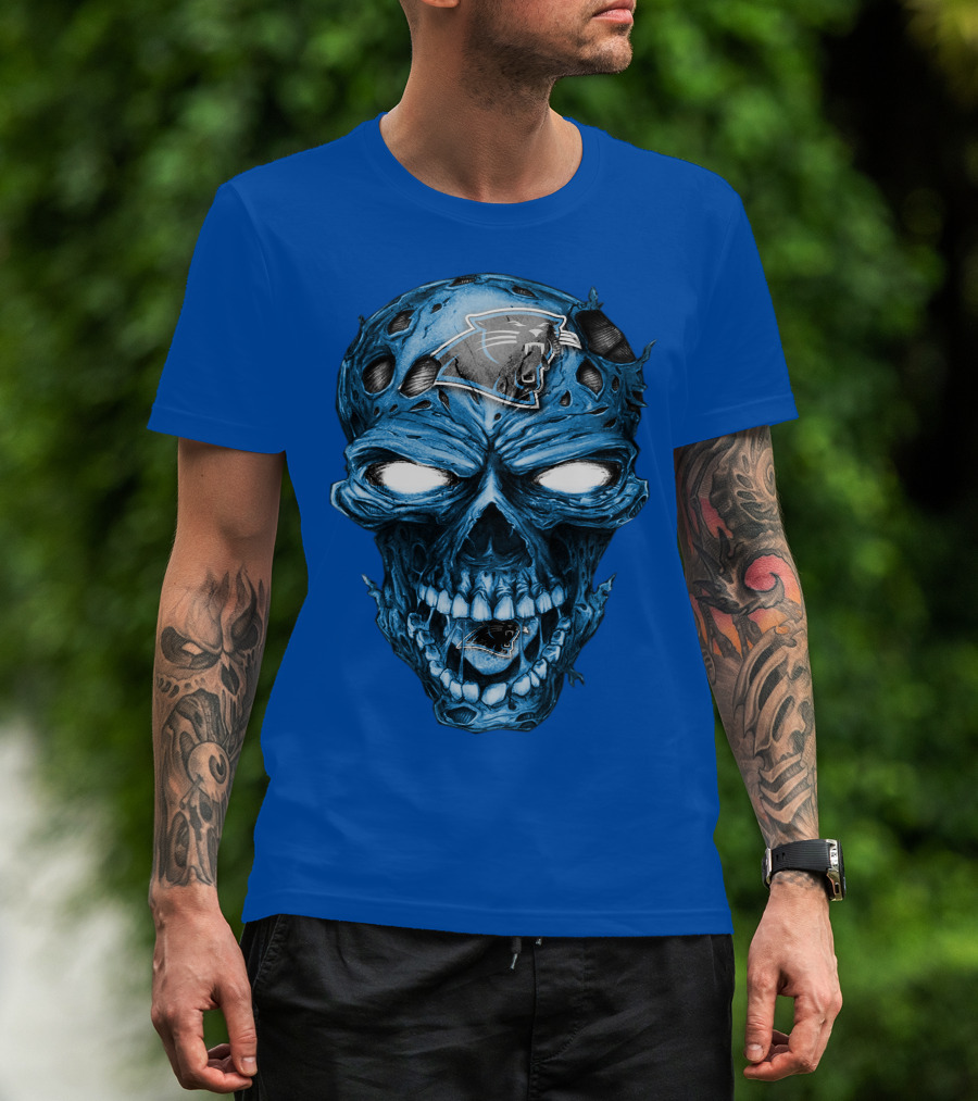 Carolina Panthers Blue Skull Supernatural Fan Gear T-Shirt