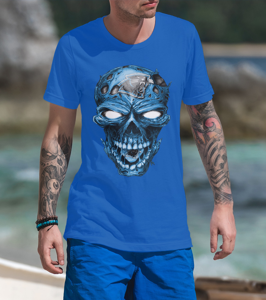 Carolina Panthers Blue Skull Supernatural Fan Gear T-Shirt