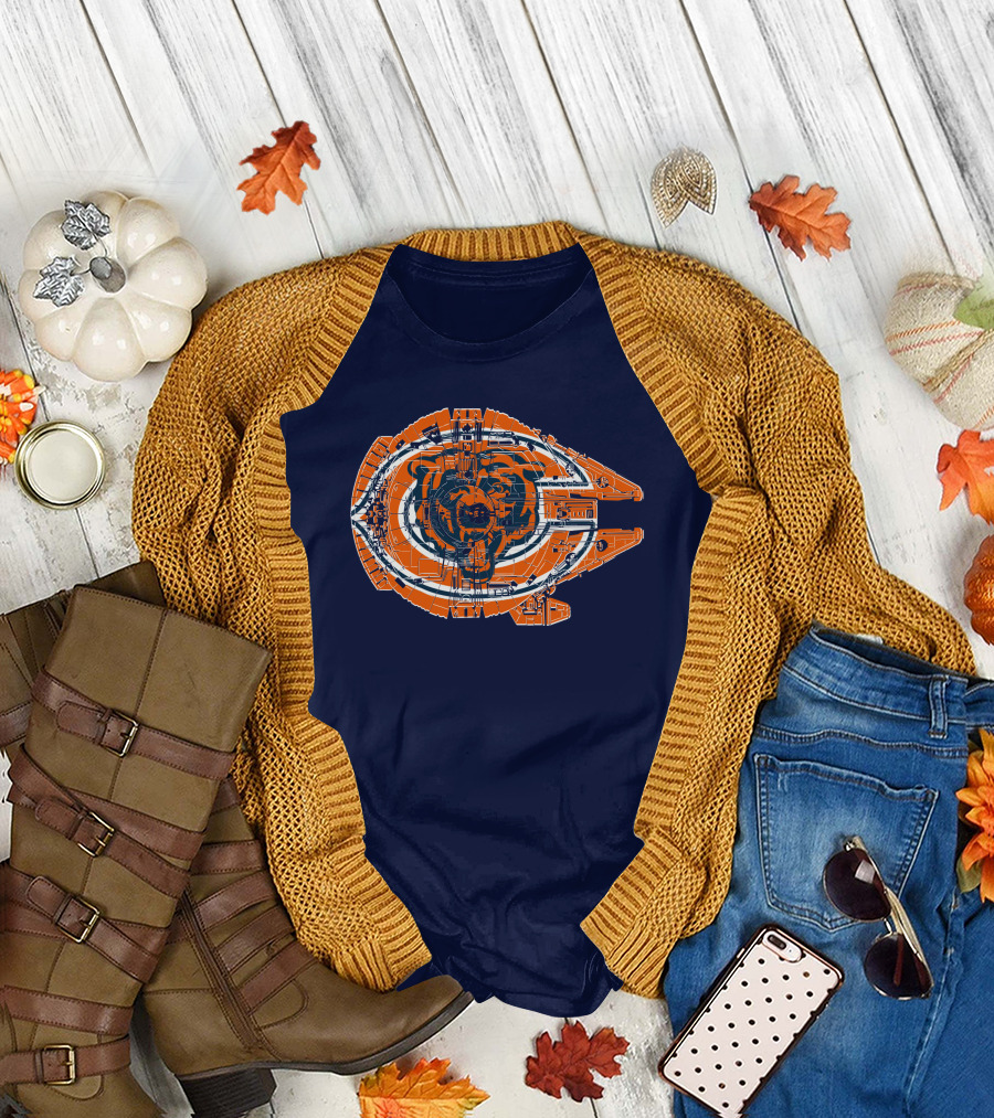 Chicago Bears Millennium Falcon Crossover T-Shirt