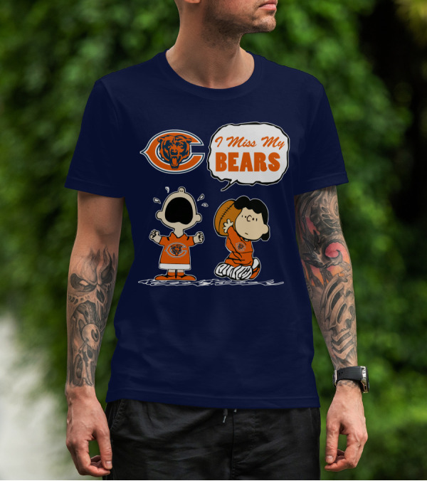 I Miss My Bears Chicago Bears Peanuts Characters T-Shirt