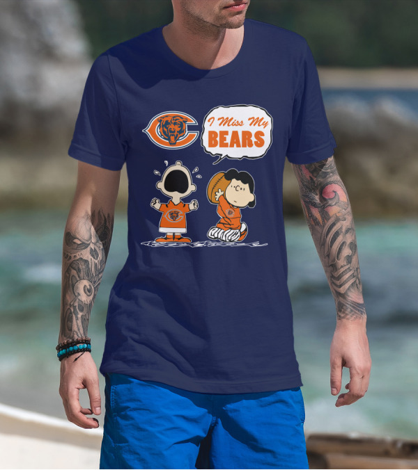 I Miss My Bears Chicago Bears Peanuts Characters T-Shirt