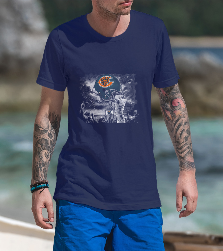 Chicago Bears Helmet Iconic 51 Team Celebration T-Shirt