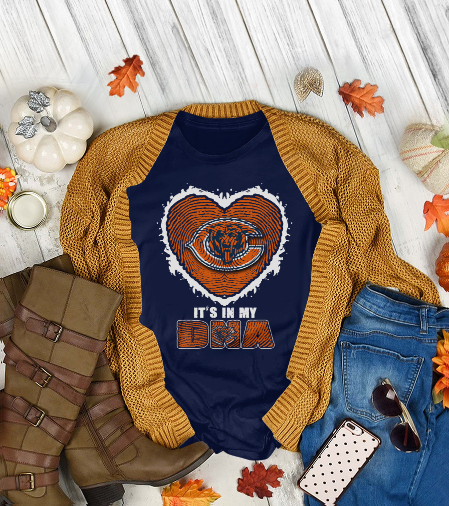 It's In My DNA Chicago Bears Heart Fingerprint T-Shirt