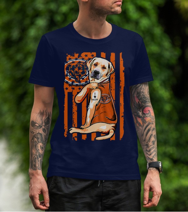 I LOVE MOM Labrador Retriever CHICAGO BEARS T-Shirt