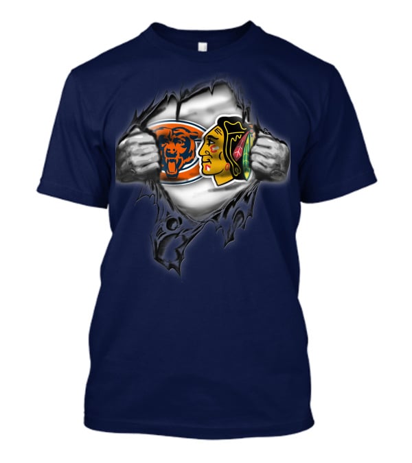 Chicago Bears Blackhawks Fan Mashup T-Shirt