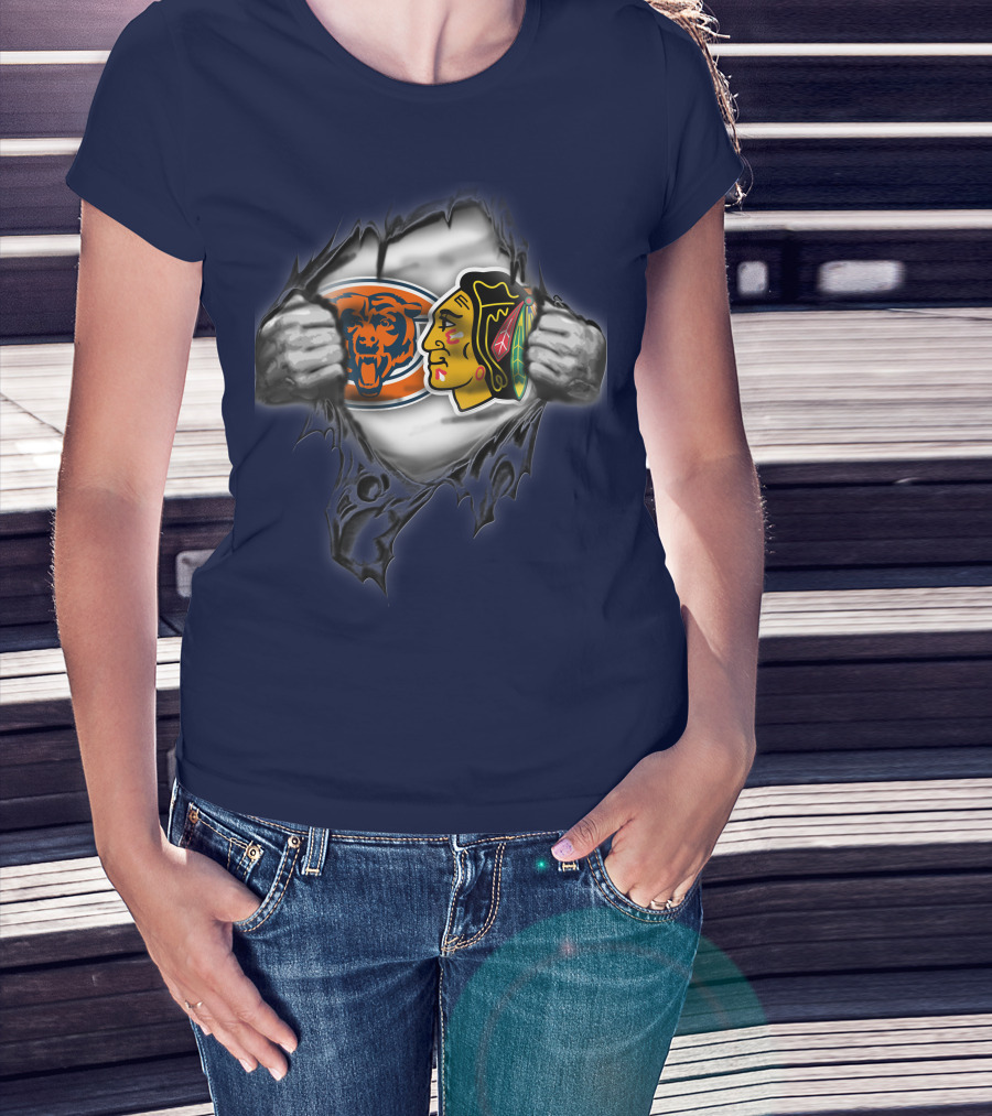 Chicago Bears Blackhawks Fan Mashup T-Shirt