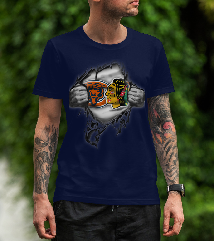Chicago Bears Blackhawks Fan Mashup T-Shirt