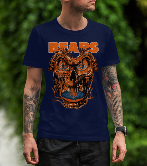 BEARS Dragonskull Football CHICAGO T-Shirt