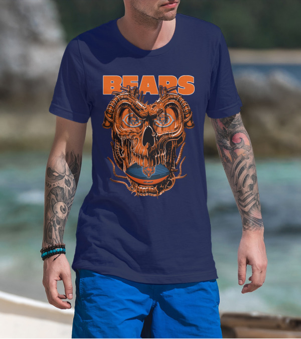 BEARS Dragonskull Football CHICAGO T-Shirt