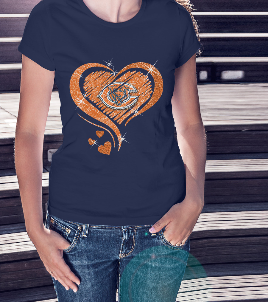 Heart Diamond Chicago Bears Sparkle Hearts T-Shirt
