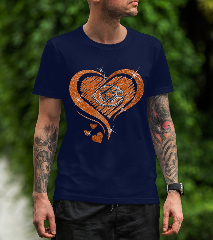 Heart Diamond Chicago Bears Sparkle Hearts T-Shirt