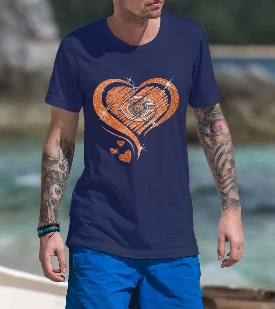 Heart Diamond Chicago Bears Sparkle Hearts T-Shirt