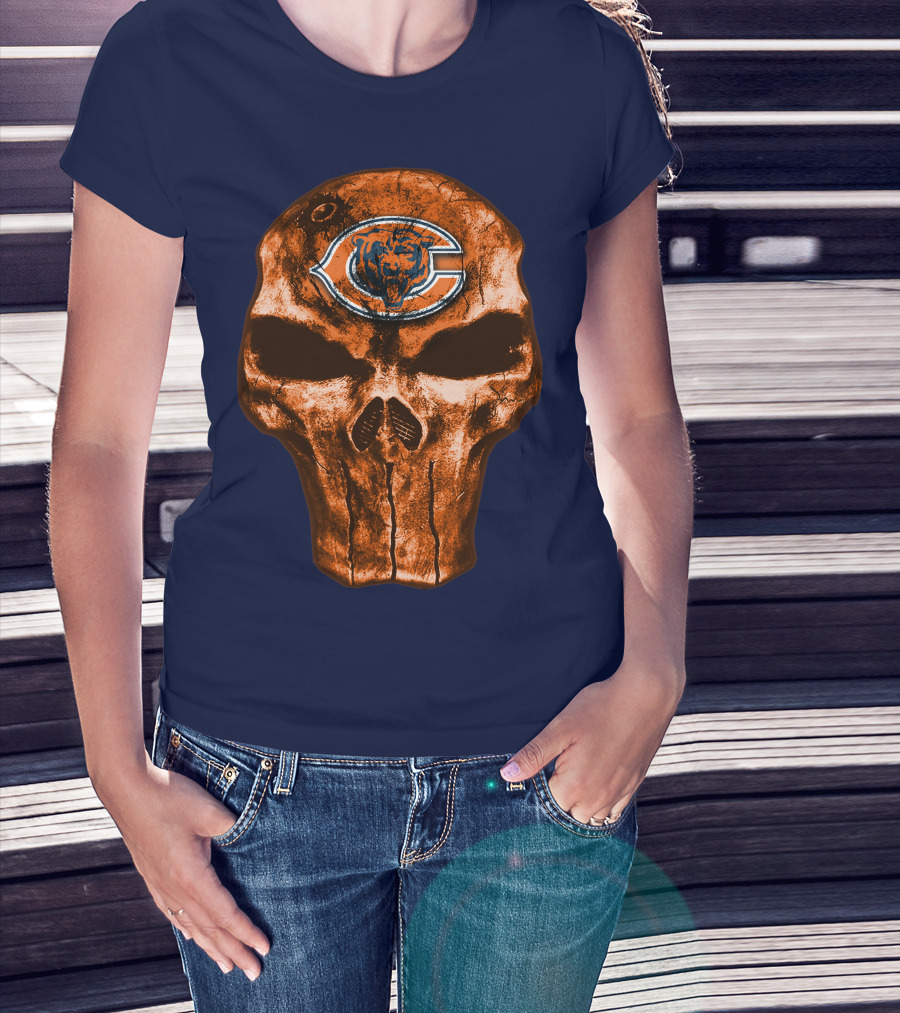 Skull Chicago Bears Logo Skull T-Shirt
