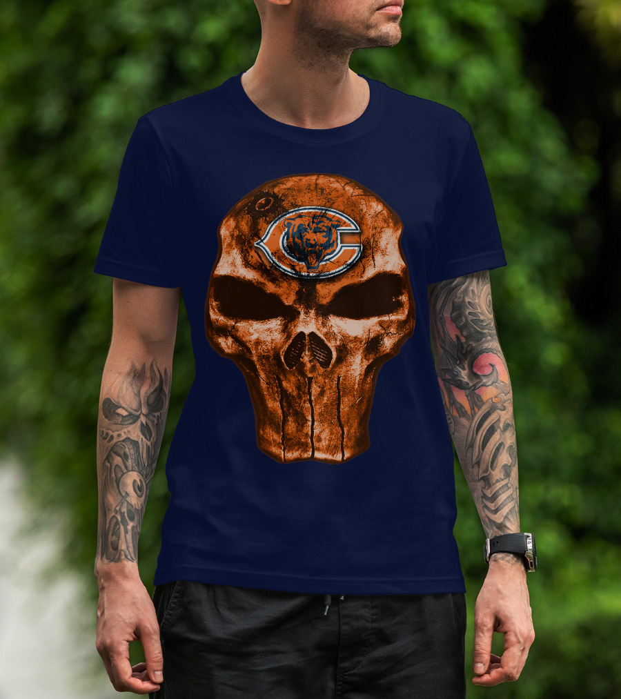 Skull Chicago Bears Logo Skull T-Shirt