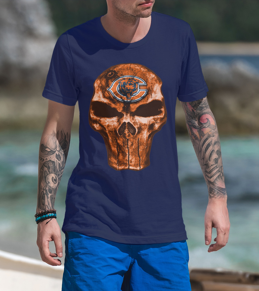 Skull Chicago Bears Logo Skull T-Shirt
