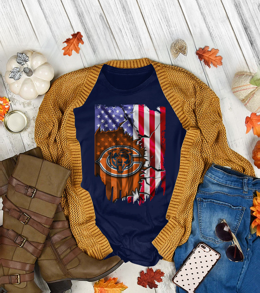 American Flag Chicago Bears Logo Stars Stripes T-Shirt