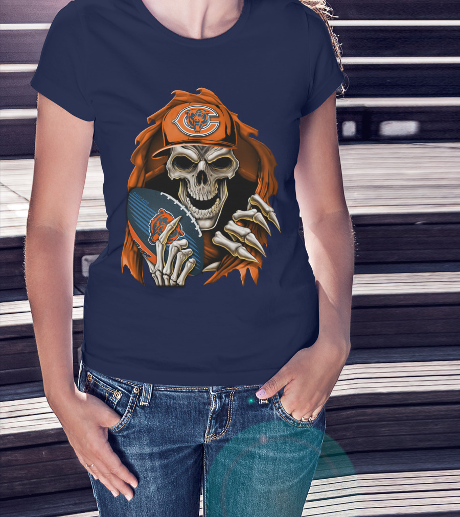Chicago Bears Skullbong Skeleton Football Fan T-Shirt