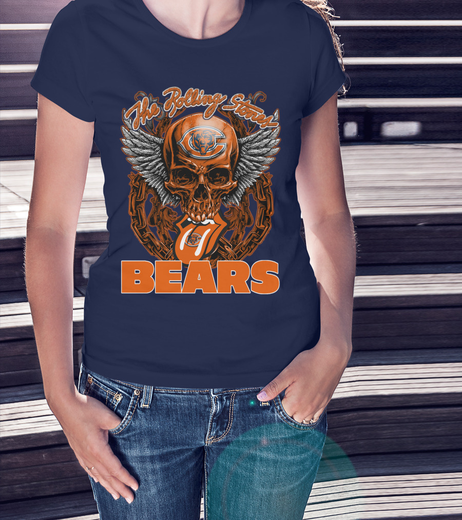 The Rolling Stones Chicago Bears Skull With Wings And Tongue T-Shirt