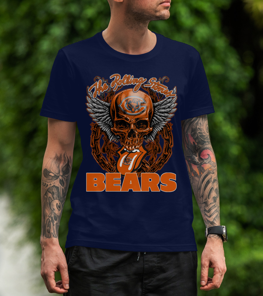 The Rolling Stones Chicago Bears Skull With Wings And Tongue T-Shirt