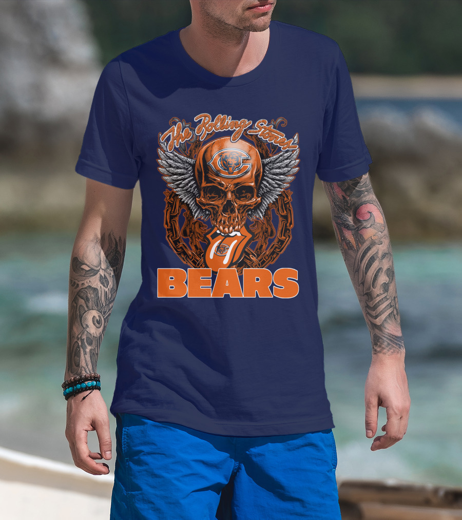 The Rolling Stones Chicago Bears Skull With Wings And Tongue T-Shirt