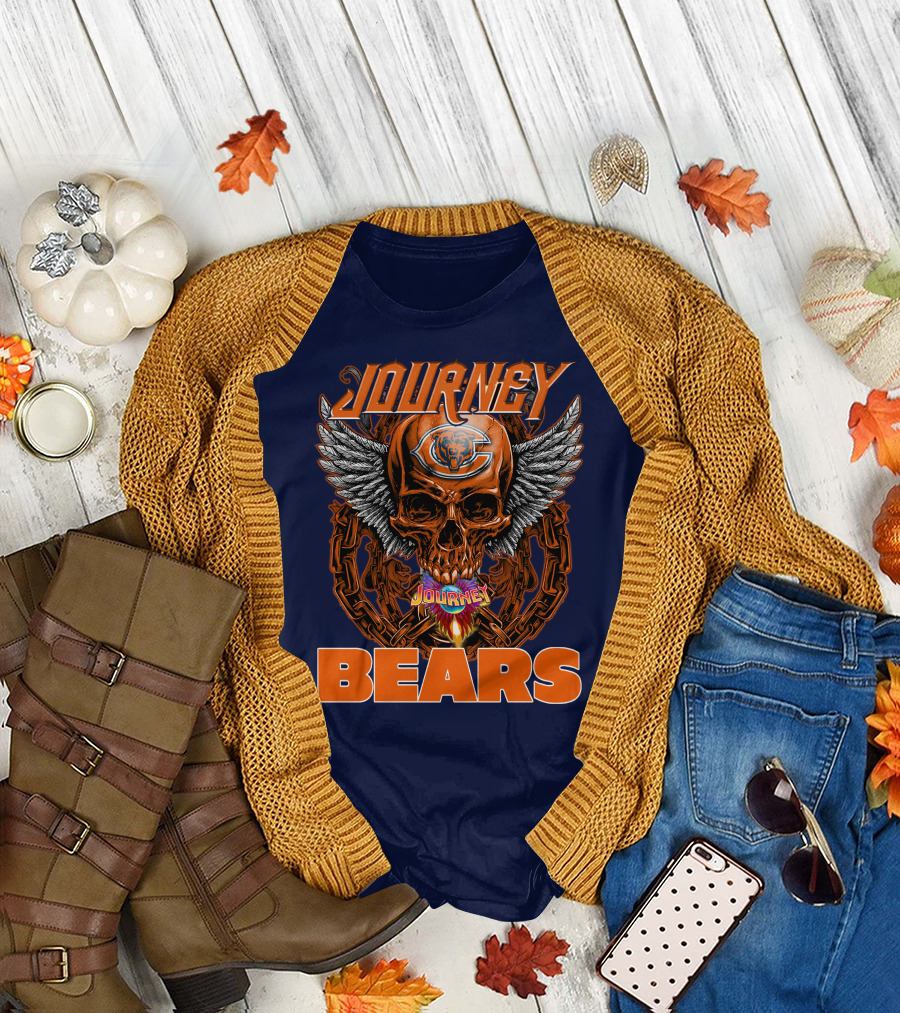 CHICAGO BEARS JOURNEY Skull Wings Chains T-Shirt