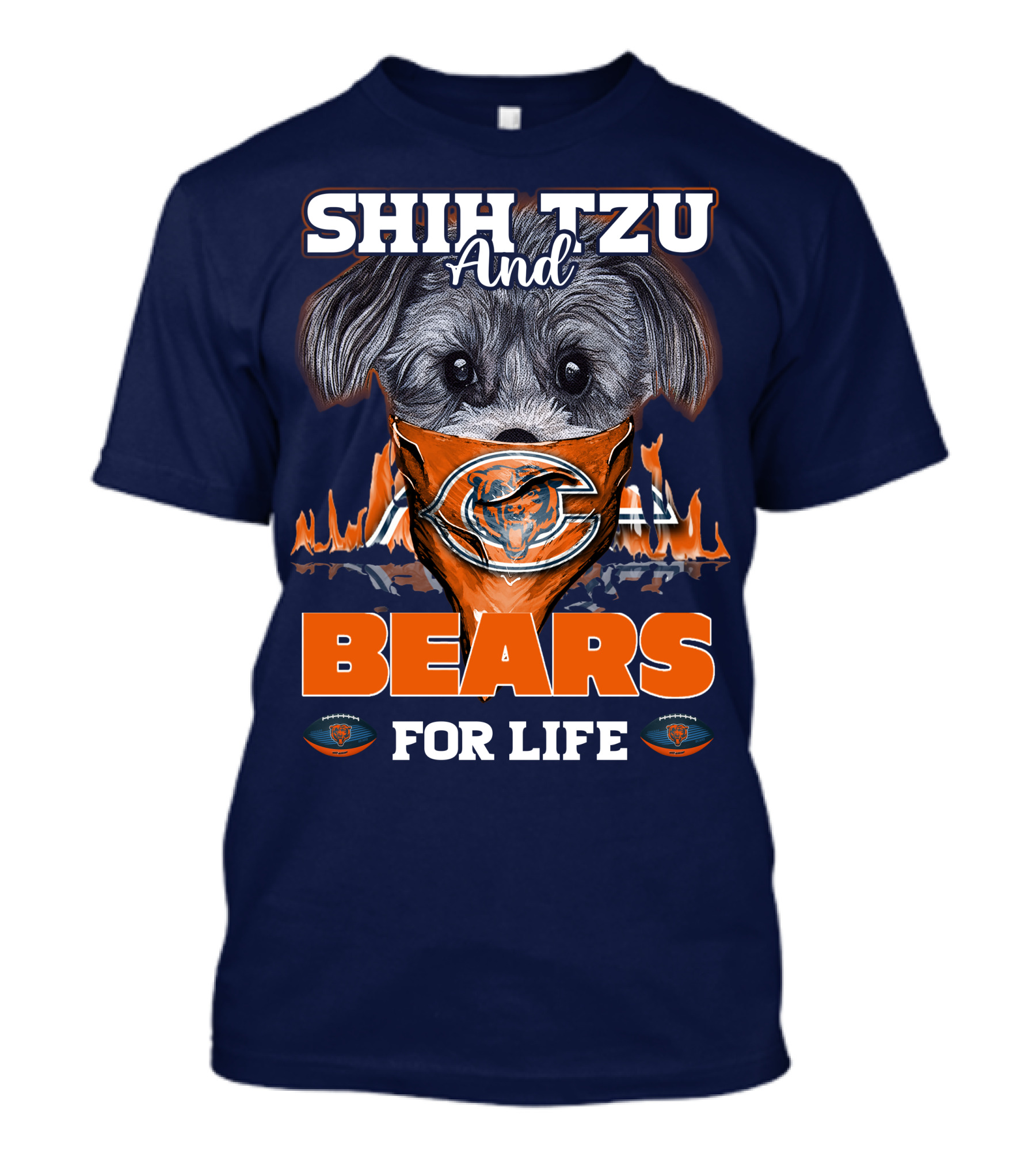 Shih Tzu And Bears For Life Chicago Bears T-Shirt