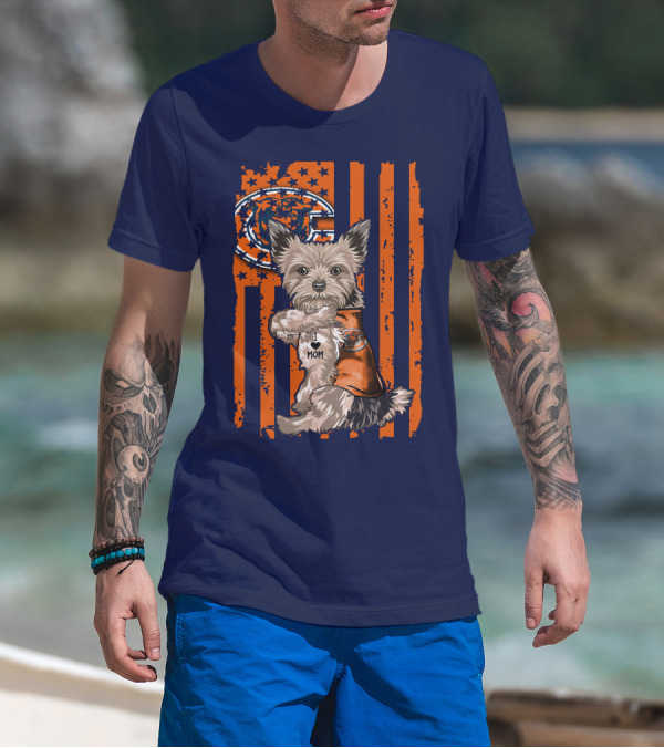 Yorkshire Terrier I Love Mom CHICAGO BEARS T-Shirt